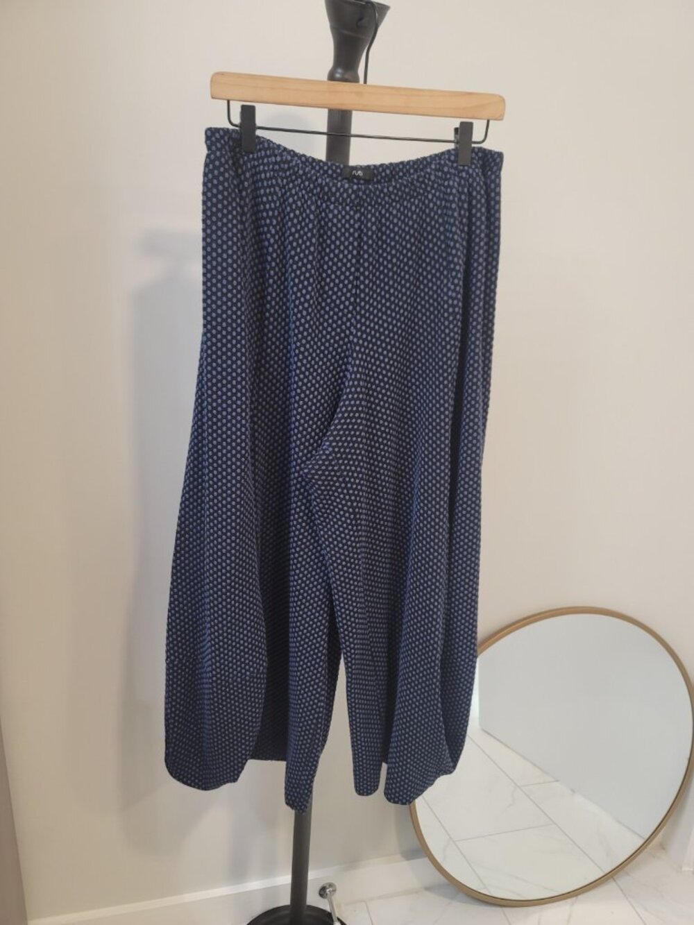 Wide Leg Navy Polka Dot Palazzo Pants